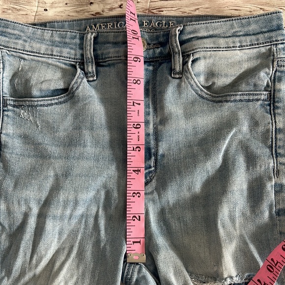 American Eagle Outfitters Light Wash Distressed Super Hi Rise Jeggings Jeans - Picture 7 of 9